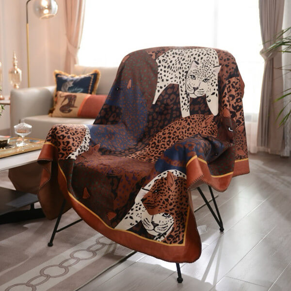 Wild Animal Blanket Printing Fox Fur Warm Blankets
