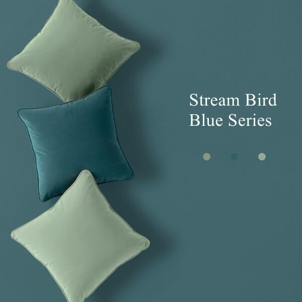 Heavyweight Velvet Throw Pillow Stream Bird Blue Series Throw Pillow