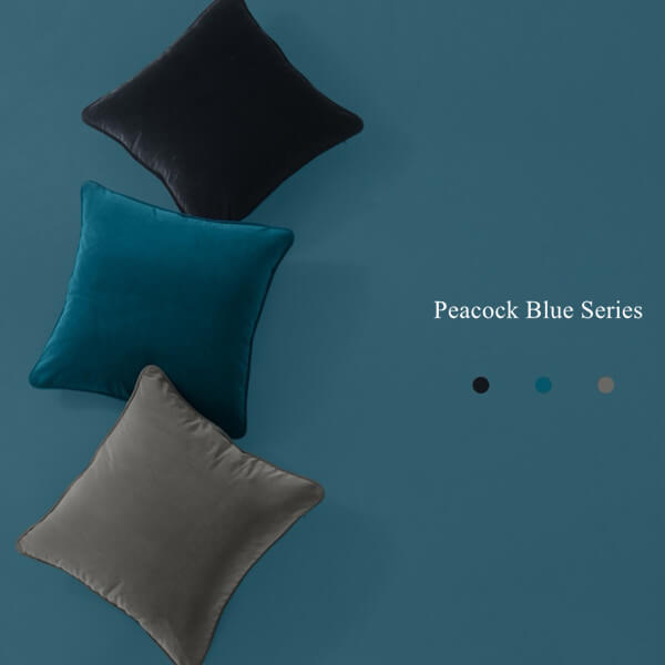 Peacock Blue Throw Pillows Velvet Throw Pillow