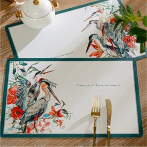 Placemat For Table Waterproof High-end Luxury Heron Design