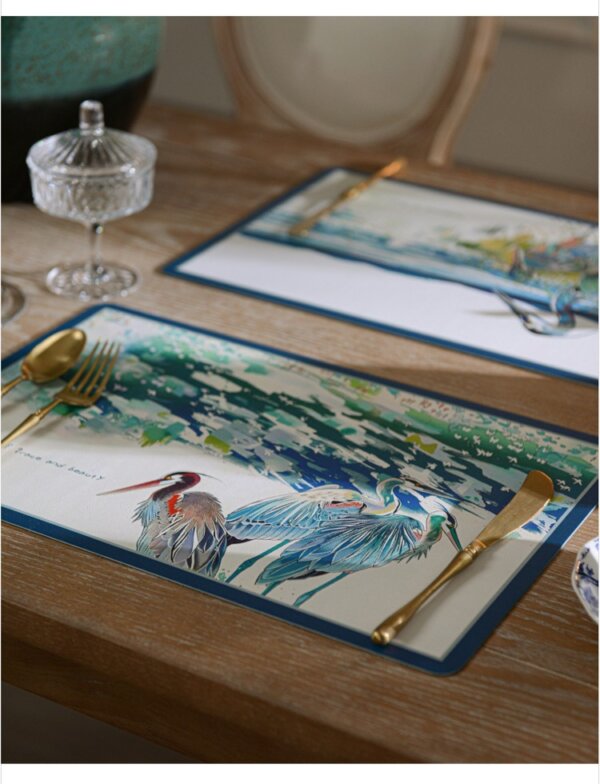 Placemat For Table Waterproof High-end Luxury Heron Design